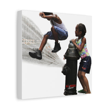 Fire Hydrant Fun Matte Canvas Print