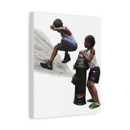 Fire Hydrant Fun Matte Canvas Print