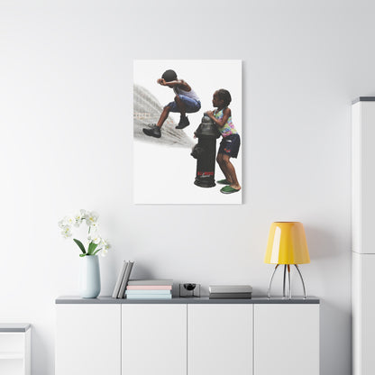 Fire Hydrant Fun Matte Canvas Print