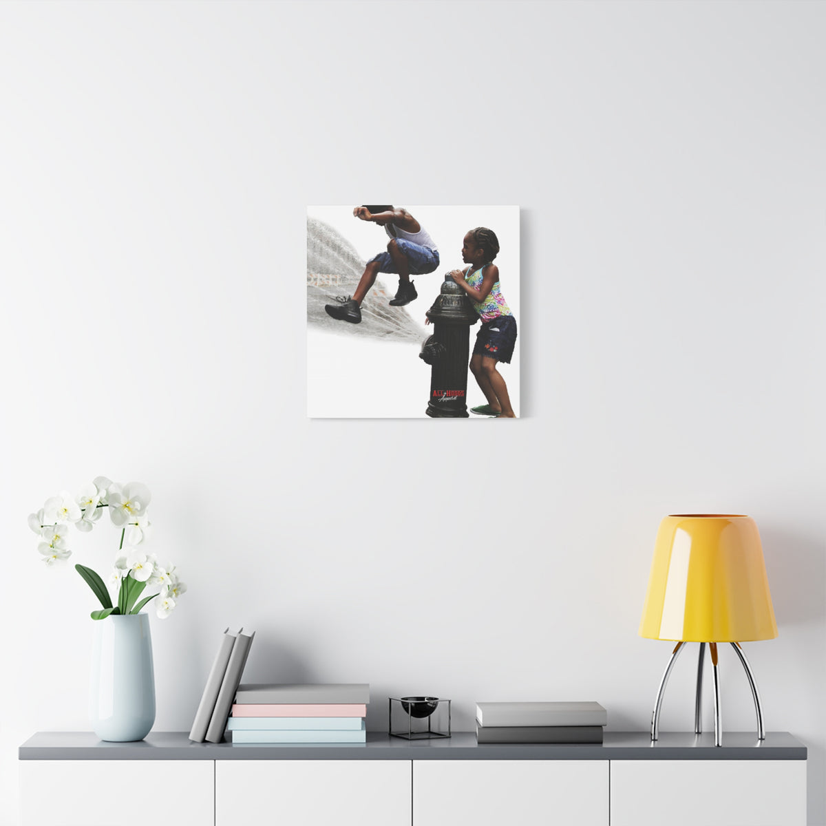 Fire Hydrant Fun Matte Canvas Print