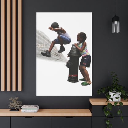 Fire Hydrant Fun Matte Canvas Print