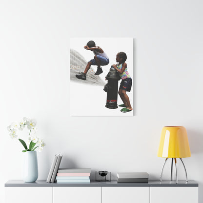 Fire Hydrant Fun Matte Canvas Print