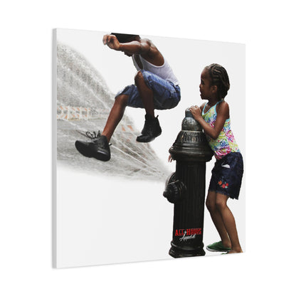 Fire Hydrant Fun Matte Canvas Print