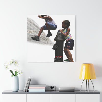 Fire Hydrant Fun Matte Canvas Print
