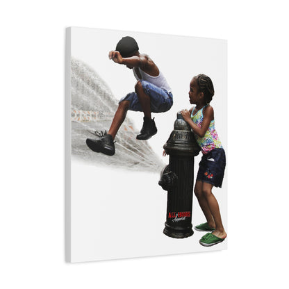 Fire Hydrant Fun Matte Canvas Print