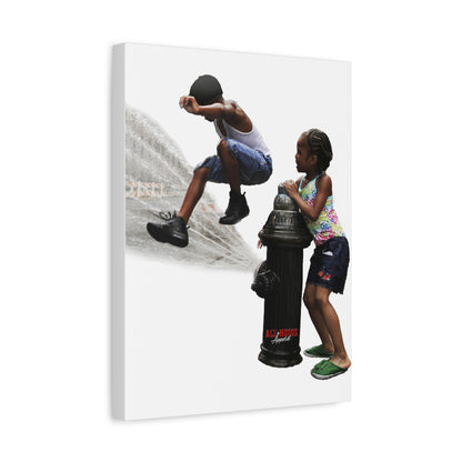 Fire Hydrant Fun Matte Canvas Print