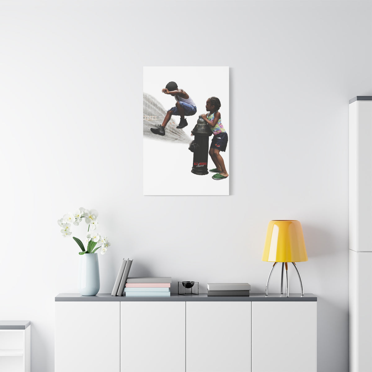 Fire Hydrant Fun Matte Canvas Print