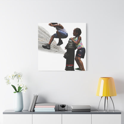 Fire Hydrant Fun Matte Canvas Print