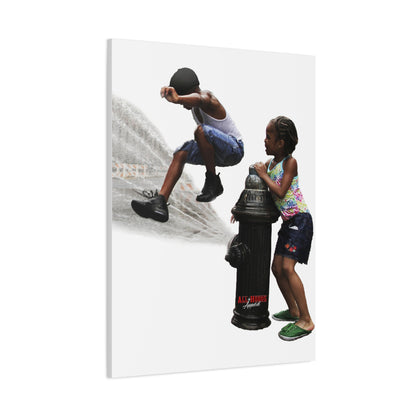 Fire Hydrant Fun Matte Canvas Print