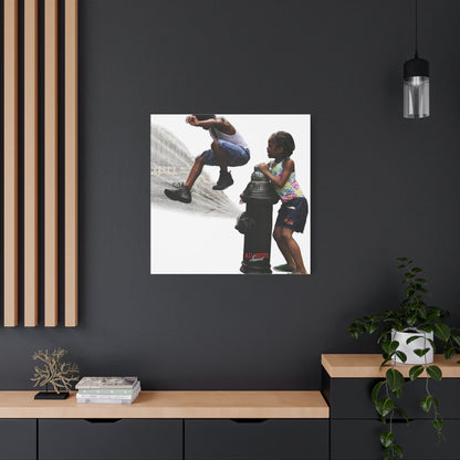 Fire Hydrant Fun Matte Canvas Print