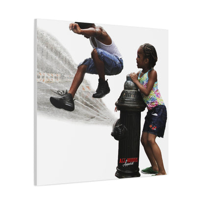 Fire Hydrant Fun Matte Canvas Print