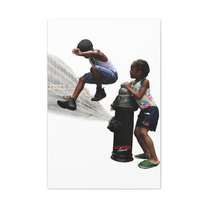 Fire Hydrant Fun Matte Canvas Print