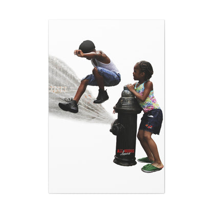 Fire Hydrant Fun Matte Canvas Print