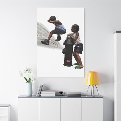 Fire Hydrant Fun Matte Canvas Print